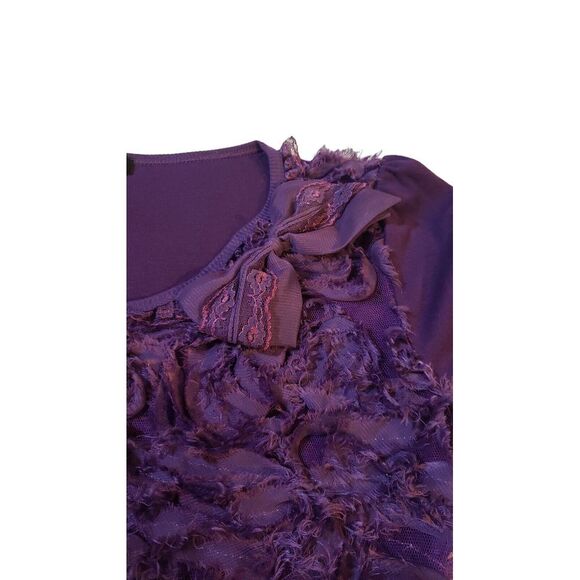 Ryu Knit Cardigan Sweater‎ Purple flower Appliqué fine knit shrug top Size M - Picture 6 of 16